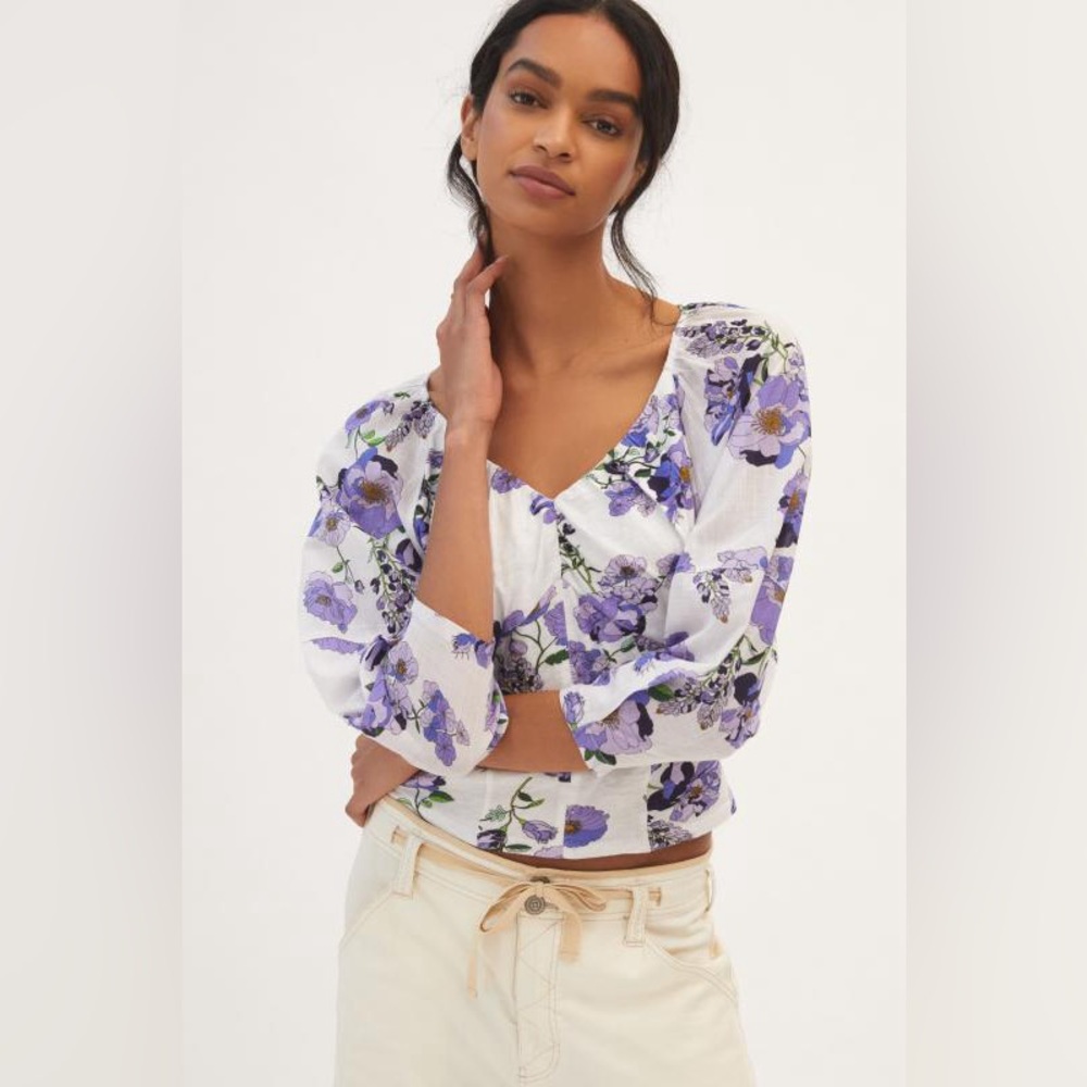 Anthropologie Floral Knit Top